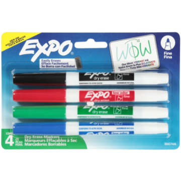 Expo Low Odor Fine Tip Dry Erase Markers 4 Count
